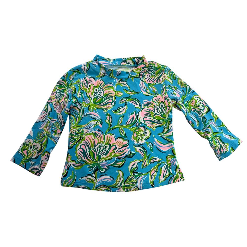 Lilly Pulitzer Swim Top Rash Guard Lightweight Shirt Pink Floral Girls SIZE 3